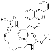 (2R,6S,12Z,13aS,14aR,16aS)-6-[[(1,1-Dimethylethoxy)carbonyl]amino]-1,2,3,6,7,8,9,10,11,13a,14,15,16,16a-tetradecahydro-5,16-dioxo-2-(6-phenanthridinyloxy)-cyclopropa[e]pyrrolo[1,2-a][1,4]diazacyclopentadecine-14a(5H)-carboxylic acid molecular structure (CAS 1216941-73-9)
