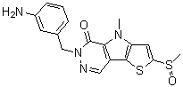 structure of CAS# 1221186-53-3, 6-[(3-Aminophenyl)methyl]-4,6-dihydro-4-methyl-2-(methylsulfinyl)-5H-thieno[2',3':4,5]pyrrolo[2,3-d]pyridazin-5-one