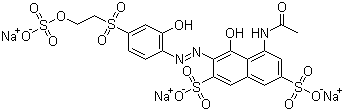 structure of CAS# 12226-38-9, Reactive Violet 5;Remazol Brilliant Violet 5R; 5-(Acetylamino)-4-hydroxy-3-[[2-hydroxy-4-[[2-(sulfooxy)ethyl]sulfonyl]phenyl]azo]-2,7-naphthalenedisulfonic acid trisodium salt