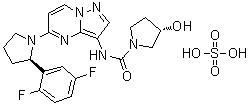 结构式 CAS# 1223405-08-0, (3S)-N-[5-[(2R)-2-(2,5-二氟苯基)-1-吡咯烷基]吡唑并[1,5-a]嘧啶-3-基]-3-羟基-1-吡咯烷甲酰胺硫酸盐