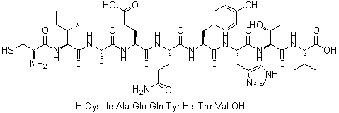 L-半胱氨酰-L-异亮氨酰-L-丙氨酰-L-alpha-谷氨酰-L-谷氨酰胺酰-L-酪氨酰-L-组氨酰-L-苏氨酰-L-缬氨酸分子结构 (CAS 1224322-84-2)