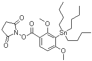 1-[[2,4-Dimethoxy-3-(tributylstannyl)benzoyl]oxy]-2,5-pyrrolidinedione molecular structure (CAS 122452-56-6)