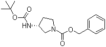 structure of CAS# 122536-75-8, (R)-1-Cbz-3-Boc-Aminopyrrolidine;(R)-3-tert-Butoxycarbonylaminopyrrolidine-1-carboxylic acid benzyl ester