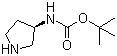 structure of CAS# 122536-77-0, (R)-3-(Boc-amino)pyrrolidine;(3R)-(+)-(tert-Butoxycarbonylamino)pyrrolidine; tert-Butyl-(R)-3-pyrrolidinylcarbamate