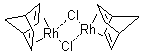 structure of CAS# 12257-42-0, Norbornadiene rhodium chloride dimer;Bis((mu-chloro)(norbornadiene)rhodium); Bis(chloro(eta4-norbornadiene)rhodium); Bis(mu-chloro)bis(norbornadiene)dirhodium; Bis(mu-chloro)bis[(norbornadiene)rhodium]; Bis[chloro(norbornadiene)rhodium]; Chloronorbornadiene rhodium dimer; Di-mu-chlorobis(norbornadiene)dirhodium; Di-mu-chlorobis(eta4-norbornadiene)dirhodium(I); Dichloro(norbornadiene)dirhodium; Dichlorobis(norbornadiene)dirhodium