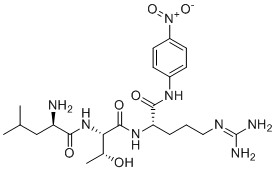 structure of CAS# 122630-72-2, D-Leucyl-L-threonyl-N-(4-nitrophenyl)-L-argininamide;(2R)-2-amino-N-[(2S,3R)-1-[[(2S)-5-(diaminomethylideneamino)-1-(4-nitroanilino)-1-oxopentan-2-yl]amino]-3-hydroxy-1-oxobutan-2-yl]-4-methylpentanamide