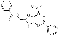 3-Deoxy-3-fluoro-beta-D-ribofuranose 1-acetate 2,5-dibenzoate molecular structure (CAS 122654-34-6)