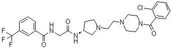 N-[2-[[(3R)-1-[2-[4-(2-Chlorobenzoyl)-1-piperazinyl]ethyl]-3-pyrrolidinyl]amino]-2-oxoethyl]-3-(trifluoromethyl)benzamide molecular structure (CAS 1226894-87-6)