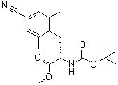 structure of CAS# 1227311-10-5, 4-Cyano-N-[(1,1-dimethylethoxy)carbonyl]-2,6-dimethyl-L-phenylalanine methyl ester