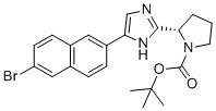 (S)-tert-butyl 2-(5-(6-bromonaphthalen-2-yl)-1H-imidazol-2-yl)pyrrolidine-1-carboxylate molecular structure (CAS 1228551-96-9)