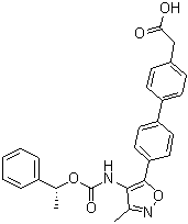 [4'-[3-Methyl-4-[[[((R)-1-phenylethyl)oxy]carbonyl]amino]isoxazol-5-yl]biphenyl-4-yl]acetic acid molecular structure (CAS 1228690-36-5)