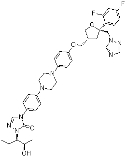 4-(4-(4-(4-(((3R,5S)-5-((1H-1,2,4-Triazol-1-yl)methyl)-5-(2,4-difluorophenyl)tetrahydrofuran-3-yl)methoxy)phenyl)piperazin-1-yl)phenyl)-1-((2R,3R)-2-hydroxypentan-3-yl)-1H-1,2,4-triazol-5(4H)-one molecular structure (CAS 1229428-89-0)