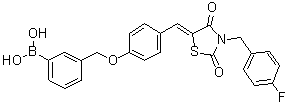 B-[3-[[4-[[3-[(4-Fluorophenyl)methyl]-2,4-dioxo-5-thiazolidinylidene]methyl]phenoxy]methyl]phenyl]boronic acid molecular structure (CAS 1229652-21-4)