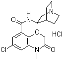 structure of CAS# 123040-69-7, Azasetron hydrochloride;N-1-Azabicyclo[2.2.2]oct-3-yl-6-chloro-3,4-dihydro-4-methyl-3-oxo-2H-1,4-benzoxazine-8-carboxamide hydrochloride