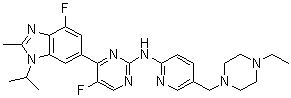N-[5-[(4-Ethyl-1-piperazinyl)methyl]-2-pyridinyl]-5-fluoro-4-[4-fluoro-2-methyl-1-(1-methylethyl)-1H-benzimidazol-6-yl]-2-pyrimidinamine molecular structure (CAS 1231929-97-7)