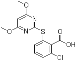 结构式 CAS# 123342-93-8, 嘧硫草醚; 2-氯-6-(4,6-二甲氧嘧啶-2-硫基)苯甲酸
