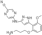 5-[[5-[2-(3-Aminopropoxy)-6-methoxyphenyl]-1H-pyrazol-3-yl]amino]-2-pyrazinecarbonitrile molecular structure (CAS 1234015-52-1)