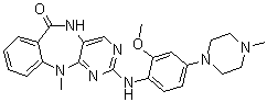 5,11-Dihydro-2-[[2-methoxy-4-(4-methyl-1-piperazinyl)phenyl]amino]-11-methyl-6H-pyrimido[4,5-b][1,4]benzodiazepin-6-one molecular structure (CAS 1234480-46-6)