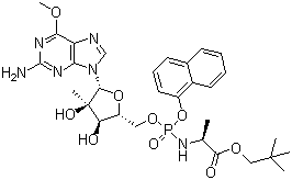 N-(2'-C-Methyl-6-O-methyl-P-1-naphthalenyl-5'-guanylyl)-L-alanine 2,2-dimethylpropyl ester molecular structure (CAS 1234490-83-5)