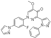 1-[2-Fluoro-4-(1H-pyrazol-1-yl)phenyl]-5-methoxy-3-(1-phenyl-1H-pyrazol-5-yl)pyridazin-4(1H)-one molecular structure (CAS 1238697-26-1)