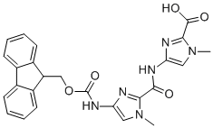 1-Methyl-4-[[[1-methyl-4-[(9H-fluorene-9-ylmethoxycarbonyl)amino]-1H-imidazole-2-yl]carbonyl]amino]-1H-imidazole-2-carboxylic acid molecular structure (CAS 1238707-08-8)