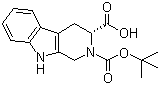 structure of CAS# 123910-26-9, N-Boc-D-1,2,3,4-tetrahydro-beta-carboline-3-carboxylic acid;(R)-2-(tert-Butoxycarbonyl)-2,3,4,9-tetrahydro-1H-pyrido[3,4-b]indole-3-carboxylic acid