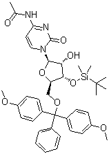 N-Acetyl-5'-O-[bis(4-methoxyphenyl)phenylmethyl]-3'-O-[(1,1-dimethylethyl)dimethylsilyl]cytidine molecular structure (CAS 123956-65-0)