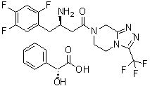 (alphaR)-alpha-Hydroxybenzeneacetic acid compd. with (3R)-3-amino-1-[5,6-dihydro-3-(trifluoromethyl)-1,2,4-triazolo[4,3-a]pyrazin-7(8H)-yl]-4-(2,4,5-trifluorophenyl)-1-butanone (1:1) molecular structure (CAS 1240038-86-1)