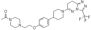 structure of CAS# 1240299-33-5, AZD 3514;1-[4-[2-[4-[1-[7,8-Dihydro-3-(trifluoromethyl)-1,2,4-triazolo[4,3-b]pyridazin-6-yl]-4-piperidinyl]phenoxy]ethyl]-1-piperazinyl]-ethanone