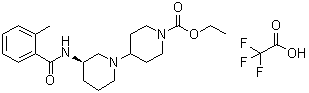 (3R)-3-[(2-Methylbenzoyl)amino]-[1,4'-bipiperidine]-1'-carboxylic acid ethyl ester 2,2,2-trifluoroacetate (1:1) molecular structure (CAS 1240514-89-9)