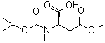 structure of CAS# 124184-67-4, N-[(1,1-Dimethylethoxy)carbonyl]-D-aspartic acid 4-methyl ester