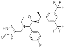 结构式 CAS# 1242175-40-1, 5-(((2S,3S)-2-((S)-1-(3,5-双(三氟甲基)苯基)乙氧基)-3-(4-氟苯基)吗啉基)甲基)-1H-1,2,4-三唑-3(2H)-酮