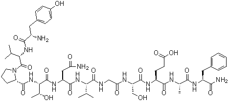 L-Tyrosyl-L-valyl-L-prolyl-L-threonyl-L-asparaginyl-L-valylglycyl-L-seryl-L-alpha-glutamyl-L-alanyl-L-phenylalaninamide molecular structure (CAS 124501-79-7)