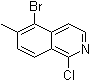 结构式 CAS# 1245647-25-9, 5-溴-1-氯-6-甲基异喹啉