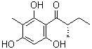 structure of CAS# 124598-11-4, (S)-2-Methyl-1-(2,4,6-trihydroxy-3-methylphenyl)-1-butanone