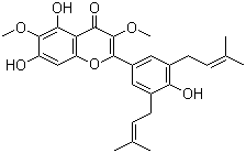 5,7,4'-Trihydroxy-3,6-dimethoxy-3',5'-diprenylflavone molecular structure (CAS 1246926-08-8)