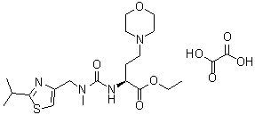 (alphaS)-alpha-[[[Methyl[[2-(1-methylethyl)-4-thiazolyl]methyl]amino]carbonyl]amino]-4-morpholinebutanoic acid ethyl ester ethanedioate (1:1) molecular structure (CAS 1247119-36-3)