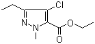 Ethyl 1-methyl-3-ethyl-4-chloro-5-pyrazolecarboxylate molecular structure (CAS 124800-34-6)