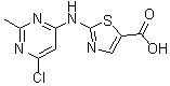 结构式 CAS# 1251716-89-8, 2-[(6-氯-2-甲基-4-嘧啶基)氨基]-5-噻唑羧酸