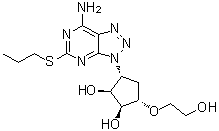 structure of CAS# 1251765-07-7, (1S,2S,3R,5S)-3-[7-Amino-5-(propylthio)-3H-1,2,3-triazolo[4,5-d]pyrimidin-3-yl]-5-(2-hydroxyethoxy)-1,2-cyclopentanediol;AR-C 133913XX