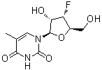 structure of CAS# 125217-37-0, 1-(3-Deoxy-3-fluoro-beta-D-ribofuranosyl)thymine