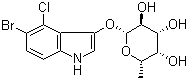 structure of CAS# 125328-84-9, 5-Bromo-4-chloro-1H-indol-3-yl 6-deoxy-beta-L-galactopyranoside