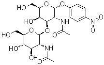 结构式 CAS# 125455-64-3, 4-硝基苯基 2-(乙酰氨基)-3-O-[2-(乙酰氨基)-2-脱氧-beta-D-吡喃葡萄糖基]-2-脱氧-alpha-D-吡喃半乳糖苷