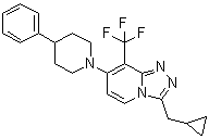 structure of CAS# 1254977-87-1, 3-(Cyclopropylmethyl)-7-(4-phenyl-1-piperidinyl)-8-(trifluoromethyl)-1,2,4-triazolo[4,3-a]pyridine;JNJ 42153605