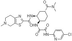 结构式 CAS# 1255529-23-7, N-(5-氯吡啶-2-基)-N'-[(1R,2S,4R)-4-[(二甲基氨基)羰基]-2-[[(5-甲基-4,5,6,7-四氢噻唑并[5,4-c]吡啶-2-基)羰基]氨基]环己基]草酸二酰胺