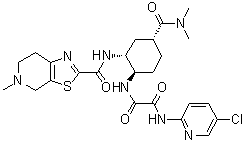 结构式 CAS# 1255529-24-8, N-(5-氯吡啶-2-基)-N'-[(1R,2R,4R)-4-[(二甲基氨基)羰基]-2-[[(5-甲基-4,5,6,7-四氢噻唑并[5,4-c]吡啶-2-基)羰基]氨基]环己基]草酸二酰胺