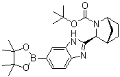 structure of CAS# 1256387-87-7, (1R,3S,4S)-3-[6-(4,4,5,5-Tetramethyl-1,3,2-dioxaborolan-2-yl)-1H-benzimidazol-2-yl]-2-azabicyclo[2.2.1]heptane-2-carboxylic acid 1,1-dimethylethyl ester
