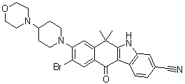 9-Bromo-6,11-dihydro-6,6-dimethyl-8-[4-(4-morpholinyl)-1-piperidinyl]-11-oxo-5H-benzo[b]carbazole-3-carbonitrile molecular structure (CAS 1256579-62-0)