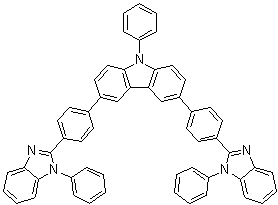 structure of CAS# 1258780-50-5, 9-Phenyl-3,6-bis[4-(1-phenyl-1H-benzimidazol-2-yl)phenyl]-9H-carbazole