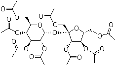 structure of CAS# 126-14-7, Sucrose octaacetate;[(2R,3R,4S,5R,6R)-3,4,5-triacetyloxy-6-[(2S,3S,4R,5R)-3,4-diacetyloxy-2,5-bis(acetyloxymethyl)oxolan-2-yl]oxyoxan-2-yl]methyl acetate